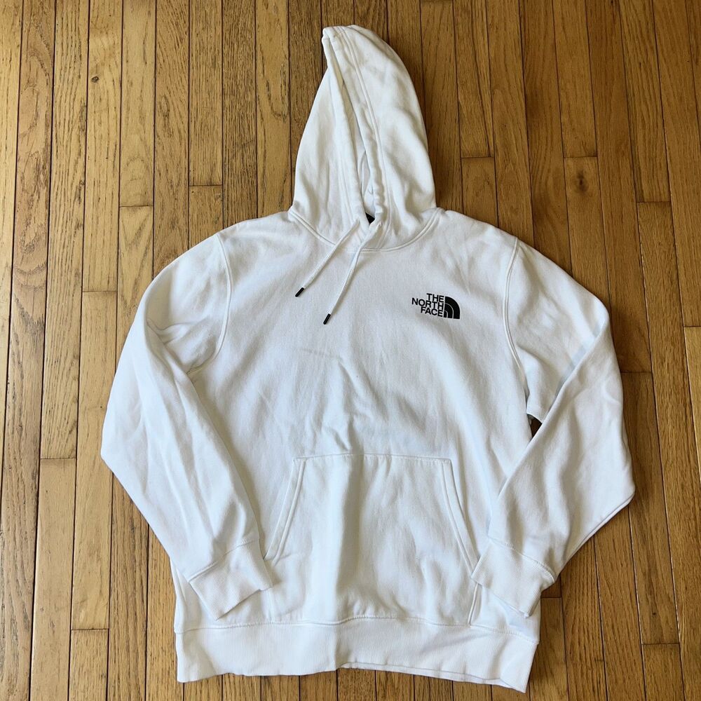 The North Face White Hoodie Pullover Sweatshirt Black Logo Men's-Size XL